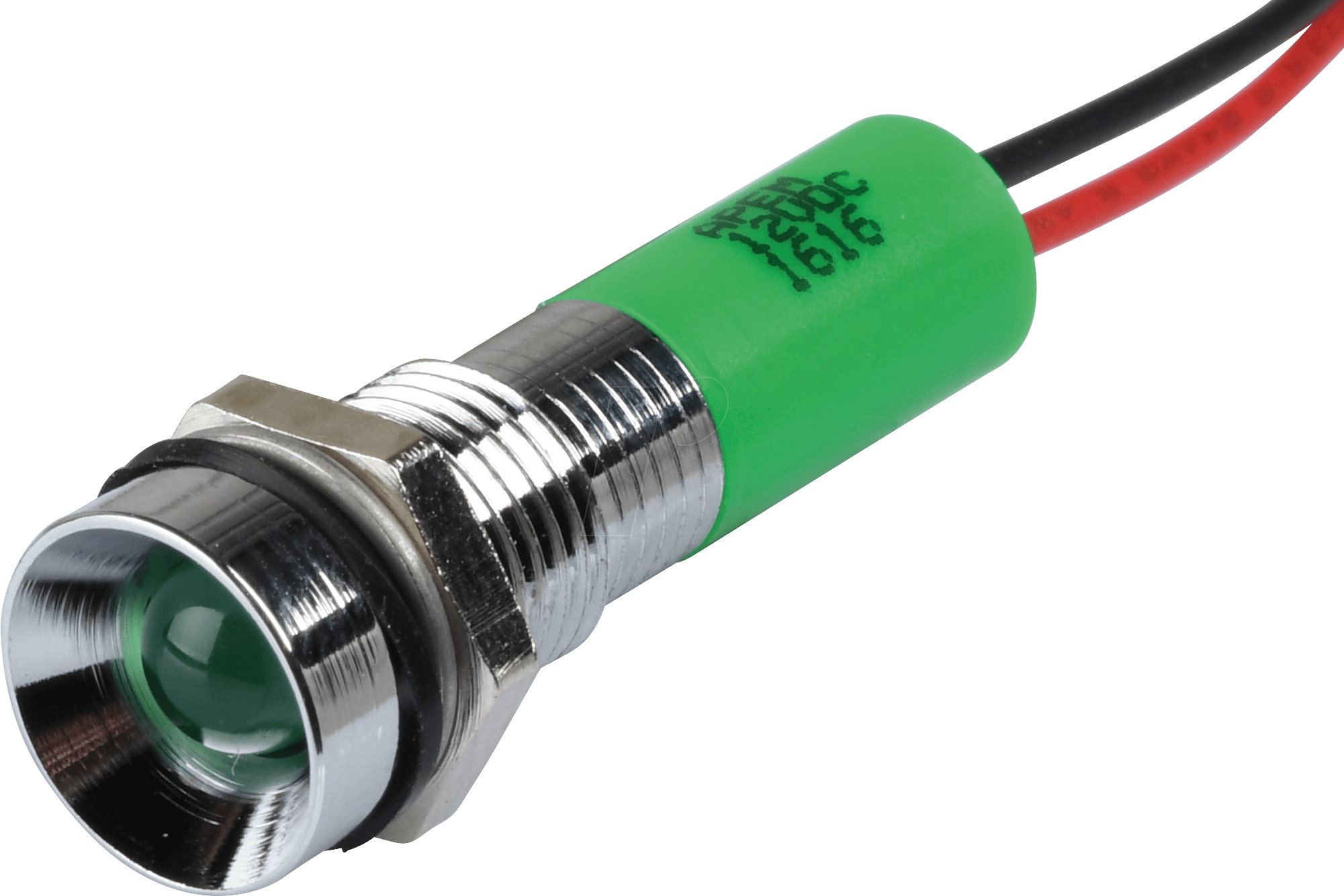 APM Q8R3C G12E - LED-Signalleuchte, grün, 12 V, Ø 8 mm, vertieft, bedrahtet
