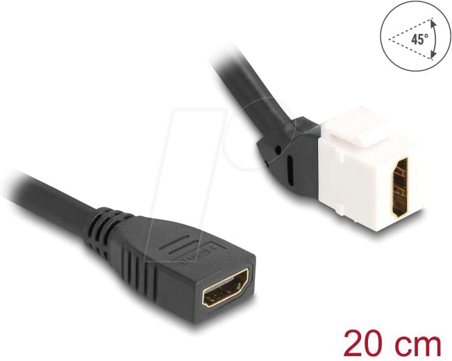 DELOCK 90322 - Keystone Modul, HDMI Buchse / Buchse 45°, 20 cm, schwarz