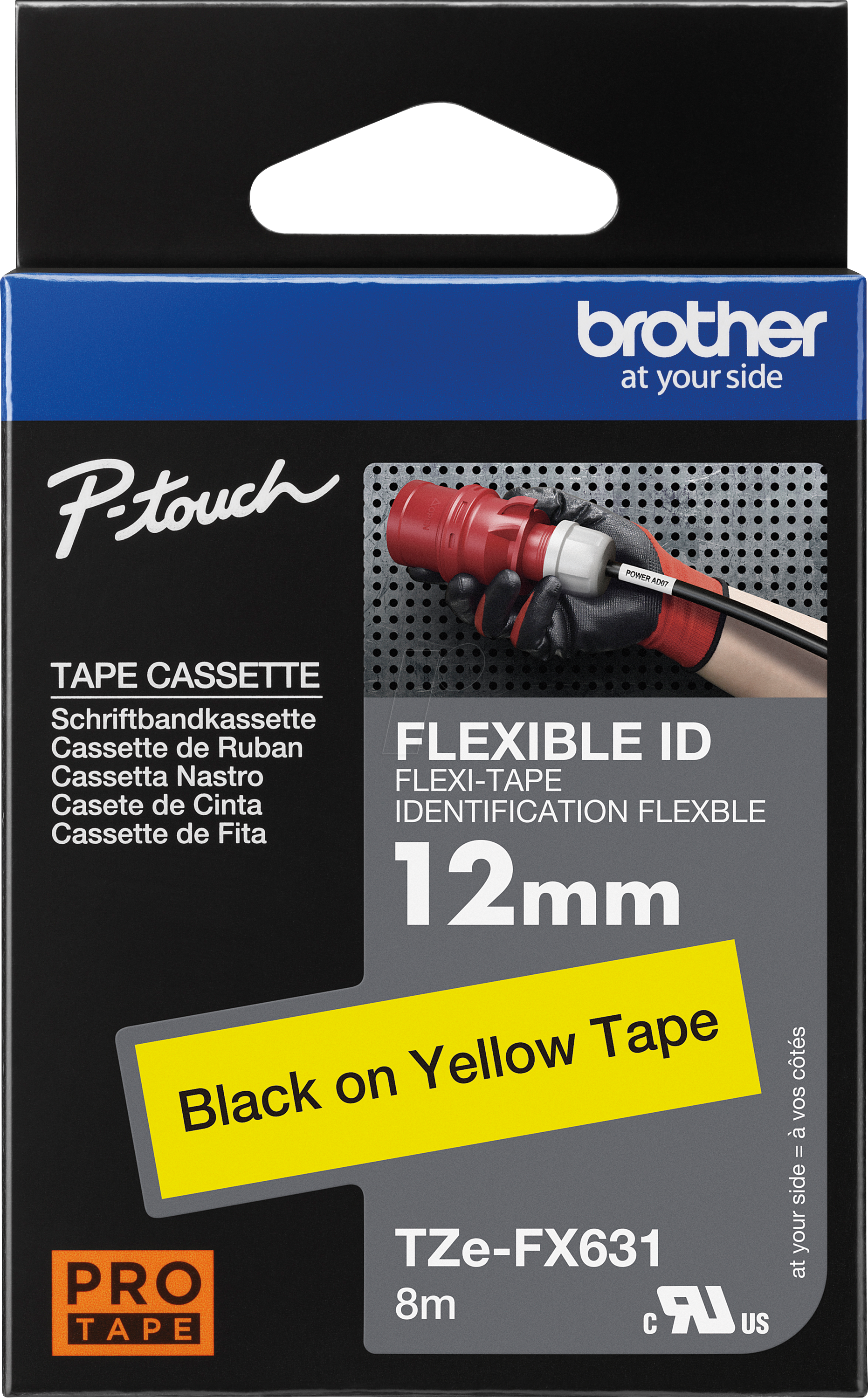 P-TOUCH TZEFX631 - Flexi-Tape, schwarz auf gelb, 12mm