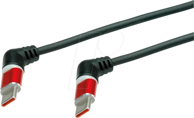 Thumbnail - ROLINE 11028347 - USB 2.0 Kabel, C Stecker auf C Stecker, 360°, schwarz/rot, 1 m