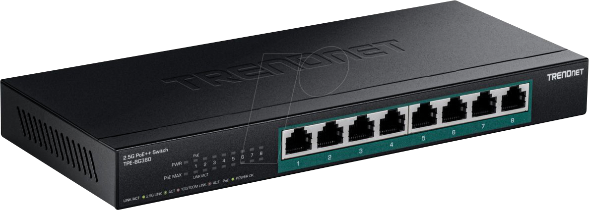 Thumbnail - TRN TPE-BG380 - Switch, 8-Port, Gigabit Ethernet, PoE++