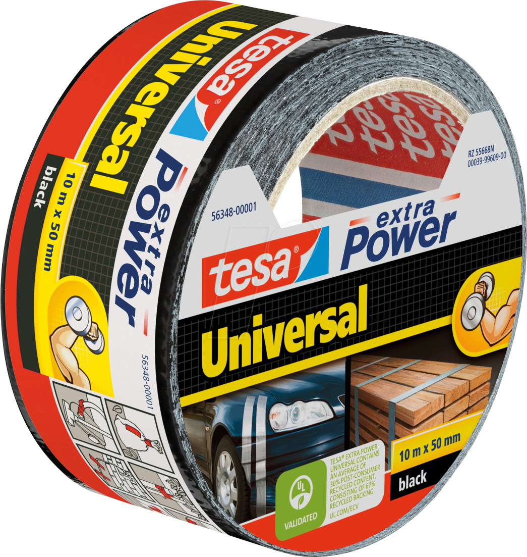 TESA 56348 SW - Folienband tesa extra Power® Universal, 10 m x 50 mm, schwarz