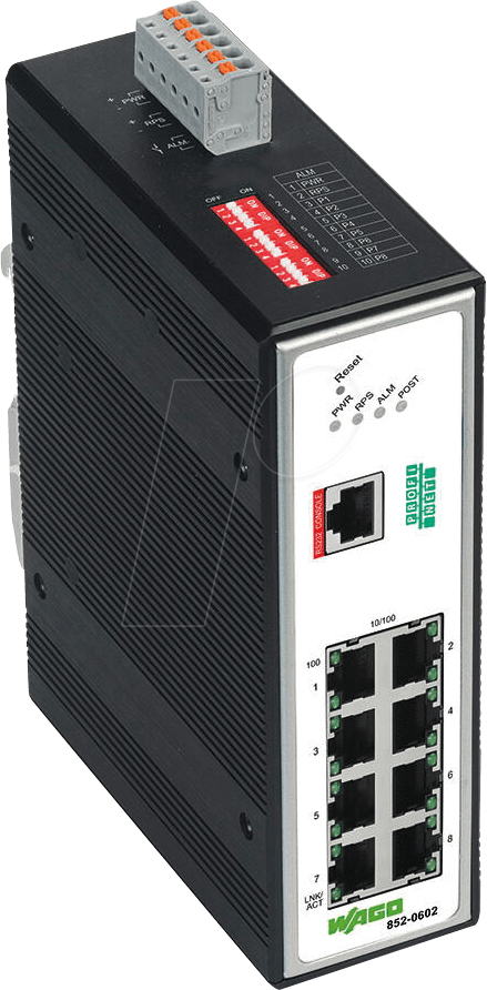 WAGO 852-602 - Switch, 8-Port, Fast Ethernet