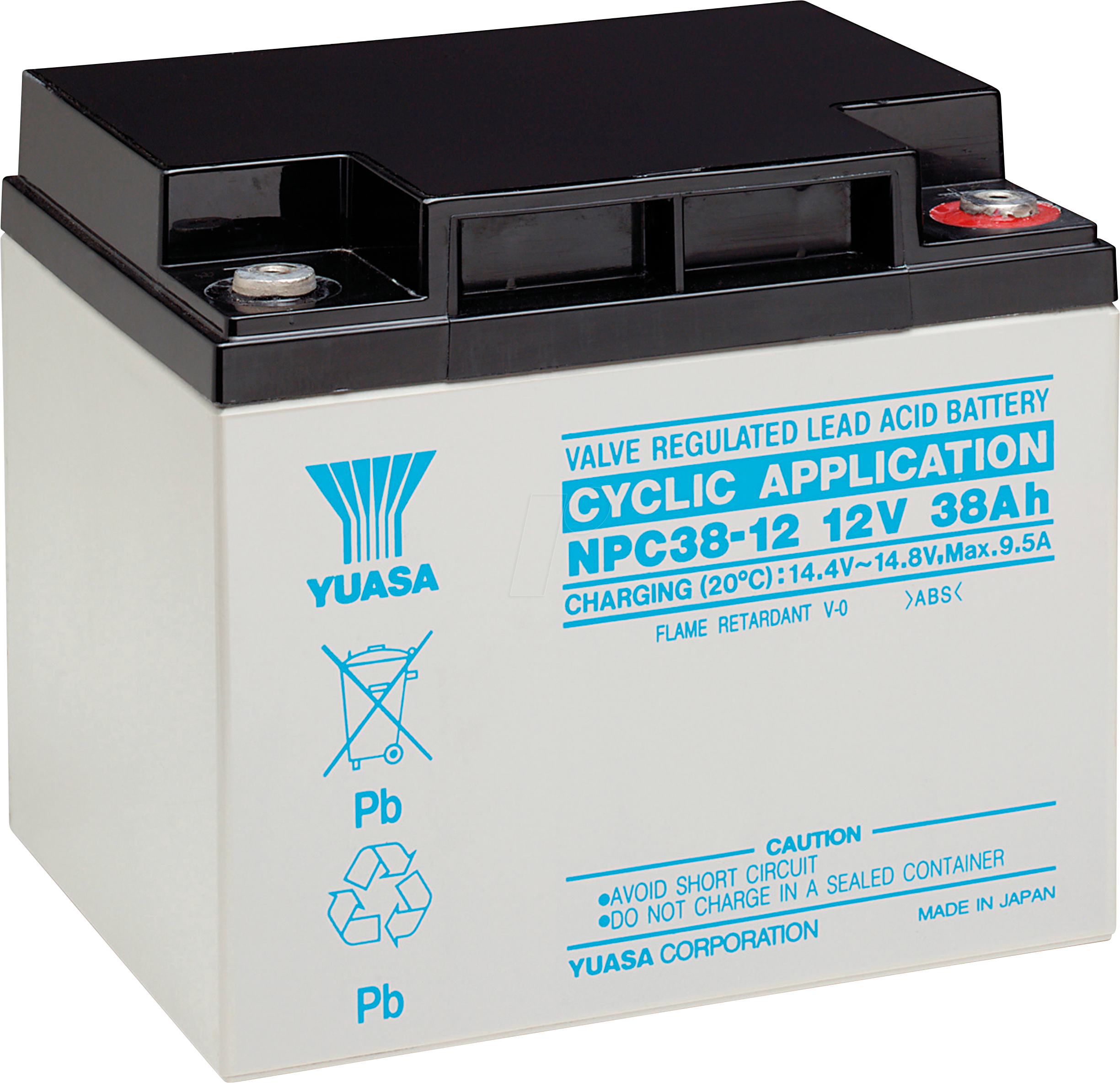 YU NPC38-12I - Blei-Vlies-Akku, 12 V, 38 Ah, zyklenfest