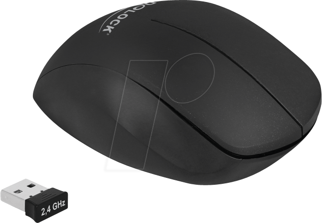 DELOCK 12598 - Maus (Mouse), Funk, schwarz, Rechtshänder