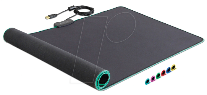DELOCK 12555 - Mauspad, RGB, USB-A, schwarz