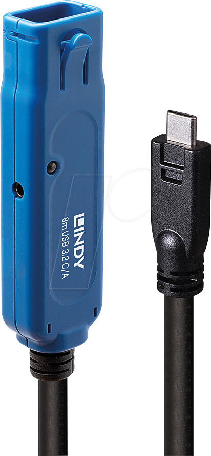 LINDY 43381 - Aktives USB 5 Gb/s-Kabel, C-Stecker > A-Buchse, Daisy Chain, 8 m