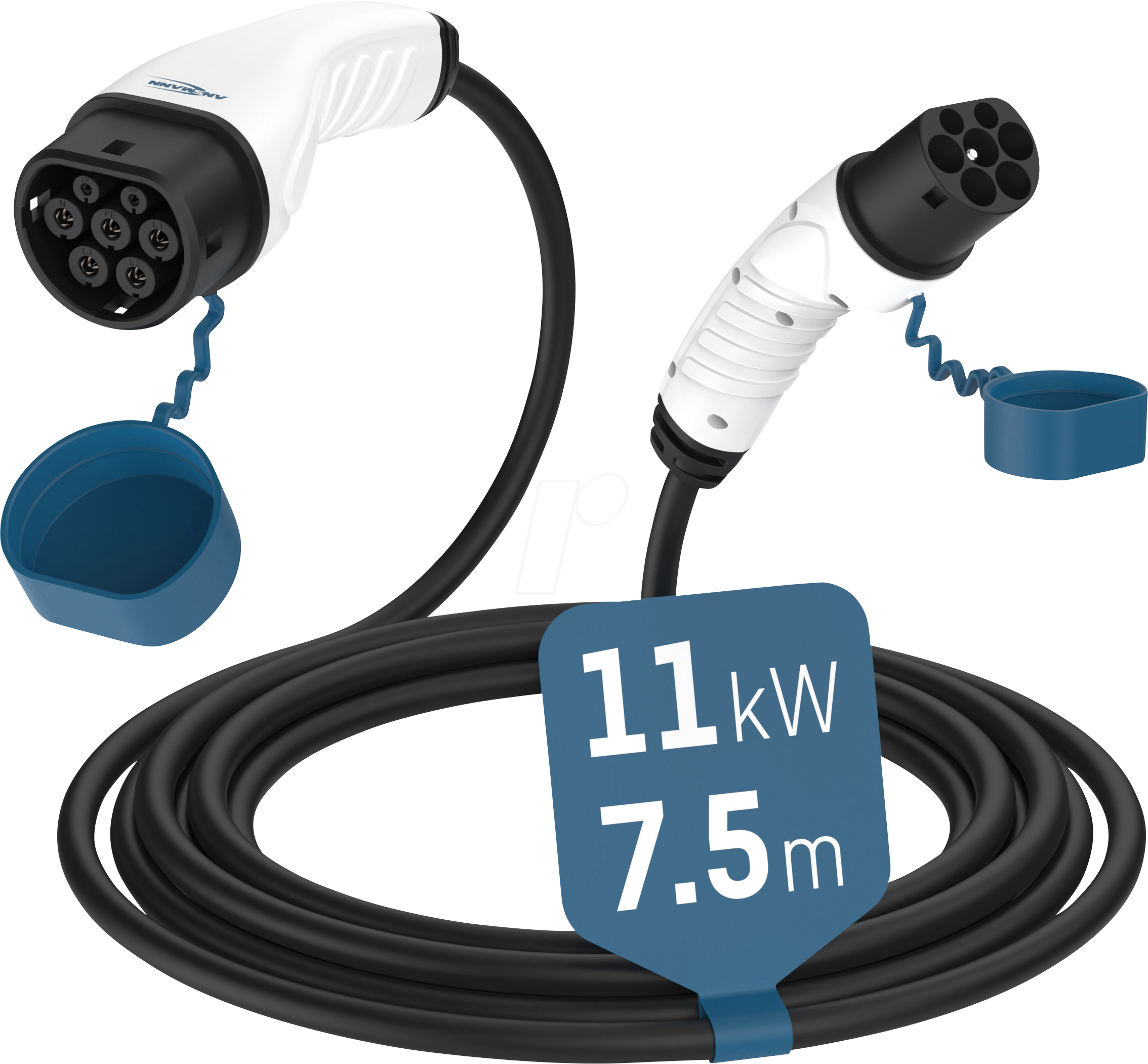 ANS 1900-0118 - Typ 2 Kabel, für E-Fahrzeuge, 11 kW, 16 A, 3 Phasen, 7,5 m, mit