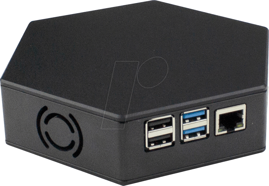 RPI CASE4 HX-BK - Gehäuse für Raspberry Pi 4, Hexagon, schwarz