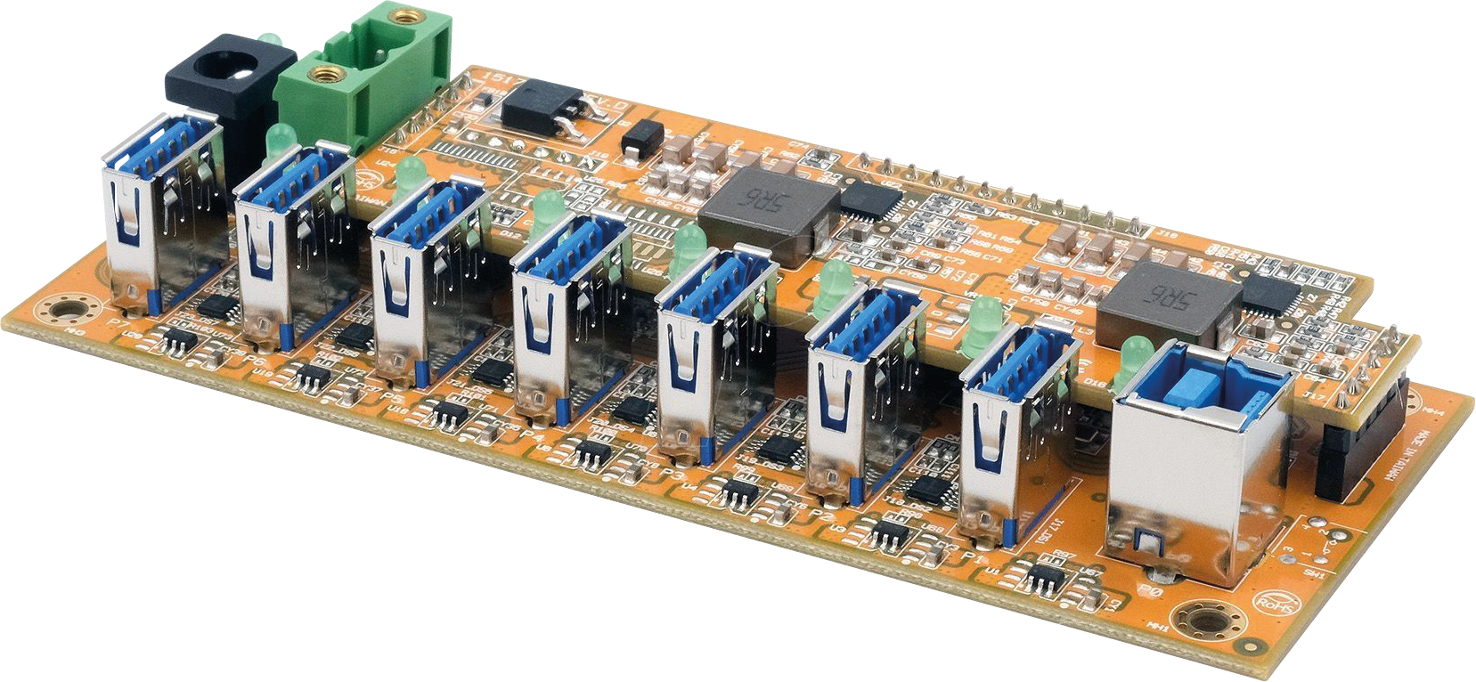 EXSY 1187HMVS2PL - USB 3.2 Gen 1 7-Port HUB-Platine, 15kV ESD