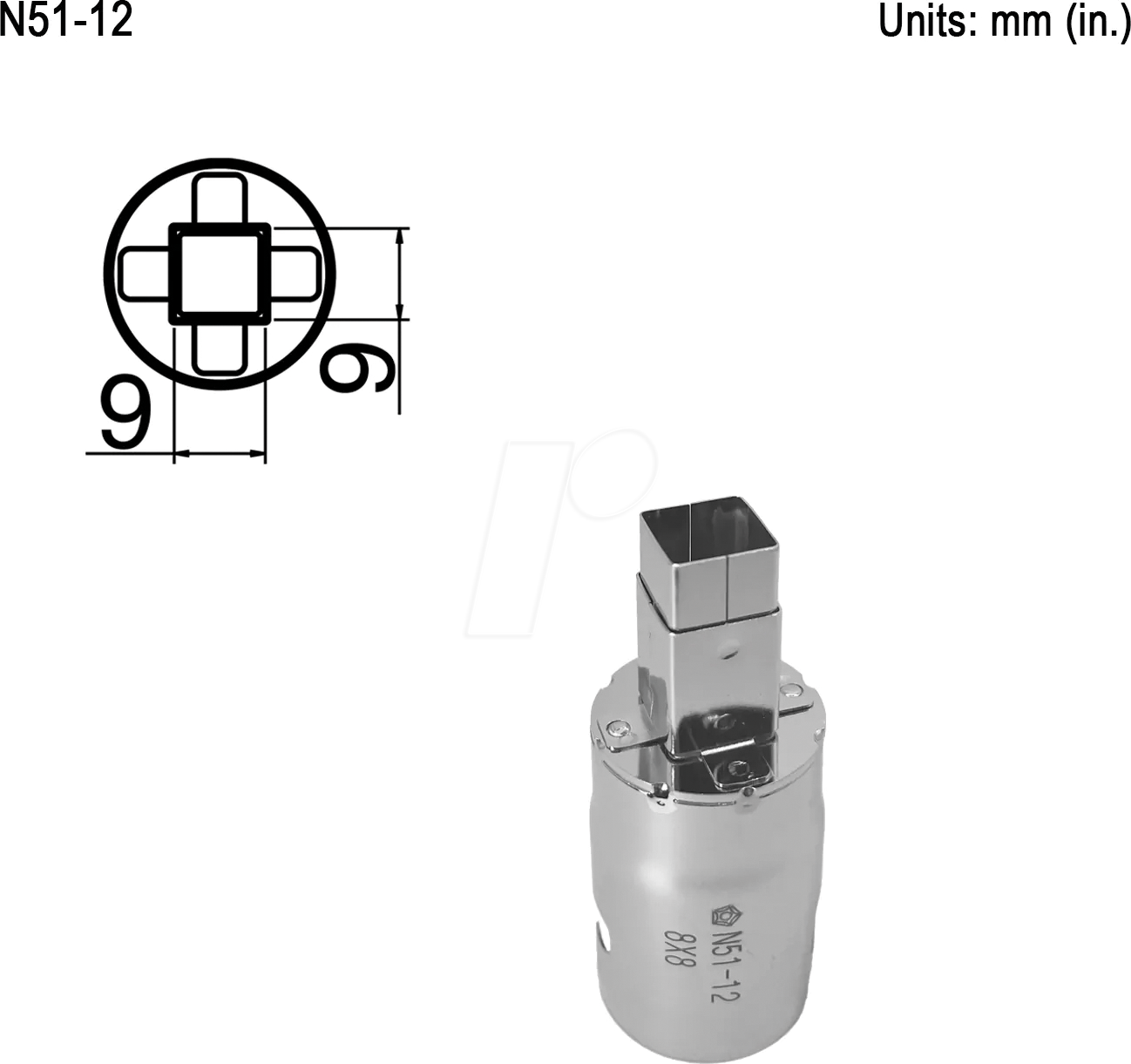 HAK N51-12 - Heißluftdüse N51-12, Schnellwechseltyp, Single, 9,0 x 9,0 mm