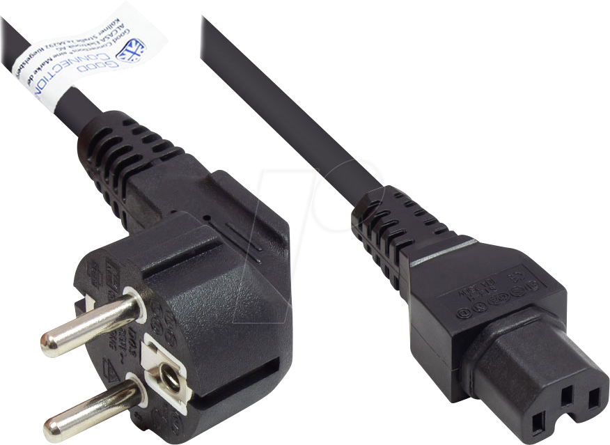 GC P0150-S030 - Netzkabel Typ E+F CEE 7/7 auf C15, schwarz, 1,00 mm², 3 m