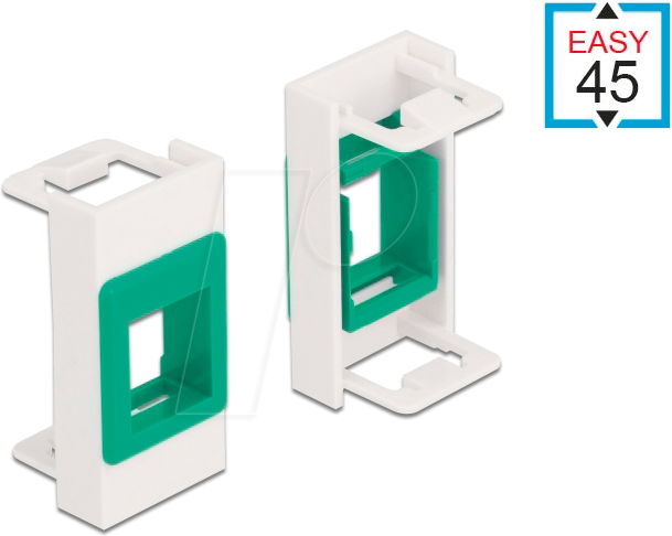 Thumbnail - DELOCK 81356 - Easy 45 Modul Keystone Halterung 22,5 x 45 mm, weiß / grün