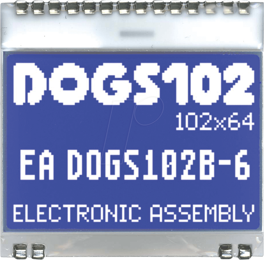 EA DOGS102B-6 - LCD-Grafikmodul mit Display-RAM, 33,6 x 22,4 mm, weiß / blau