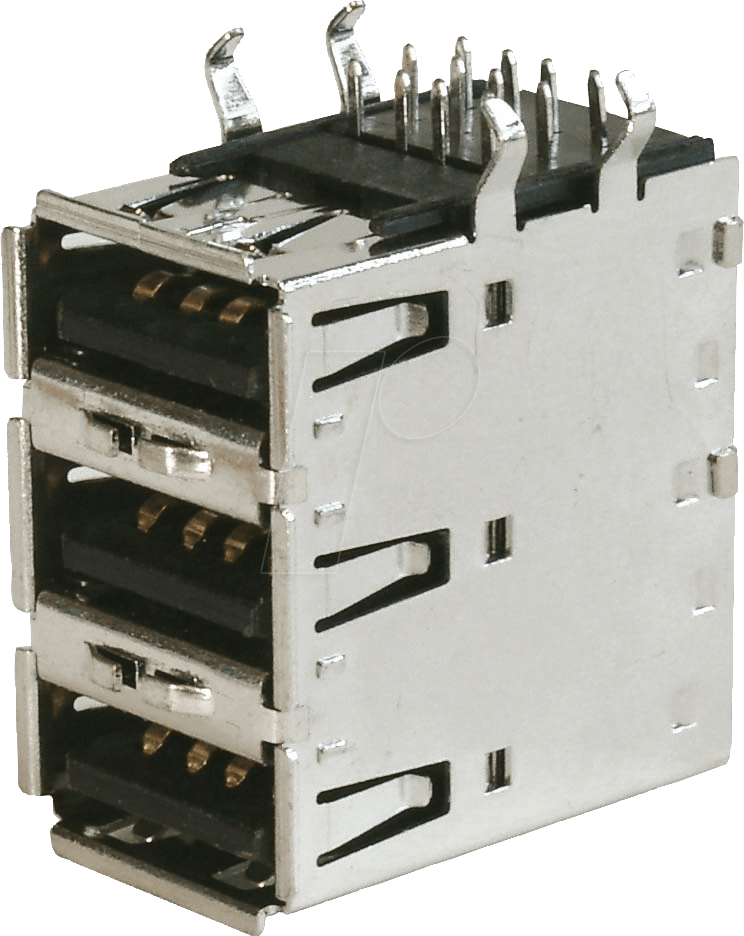 USB AW-3 - USB-Einbaubuchse, A, gew., 3-Port, Printmontage