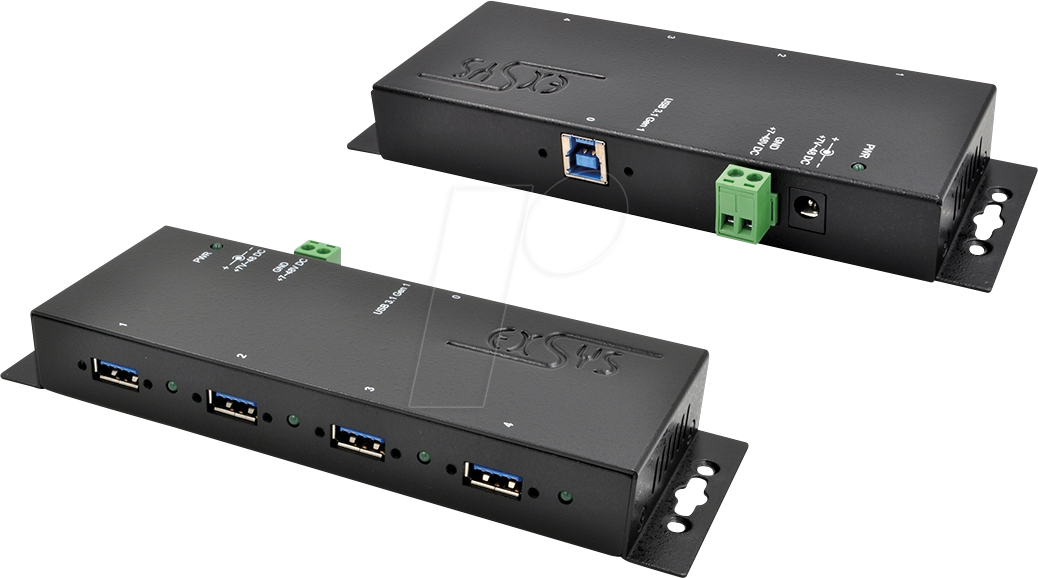 EXSYS 1183HMVS-2 - USB 3.0 4-Port Industrie-Hub, 15kV ESD, schwarz