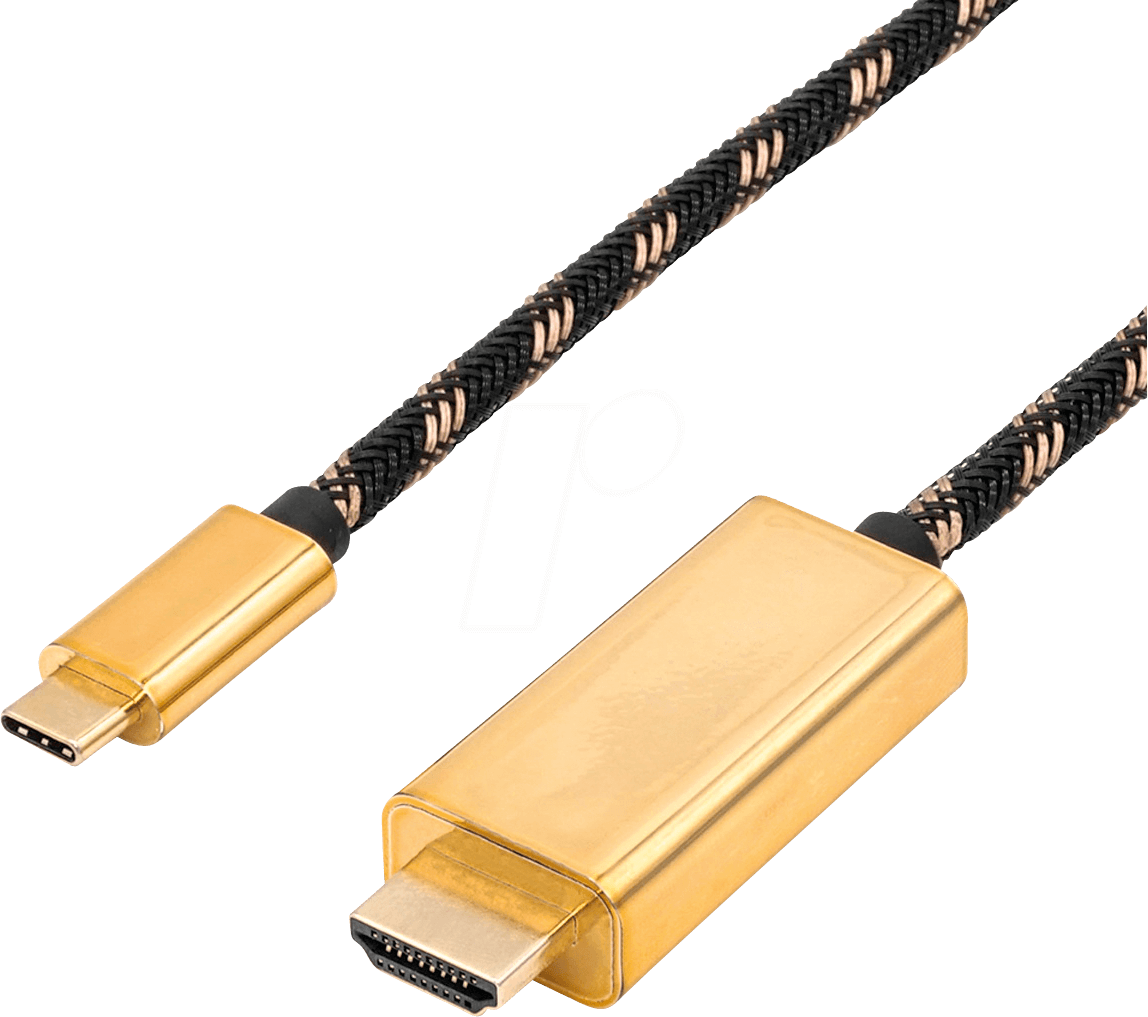 ROLINE 11045844 - Kabel, USB-C > HDMI, 4K 60Hz, schwarz/gold, 1 m