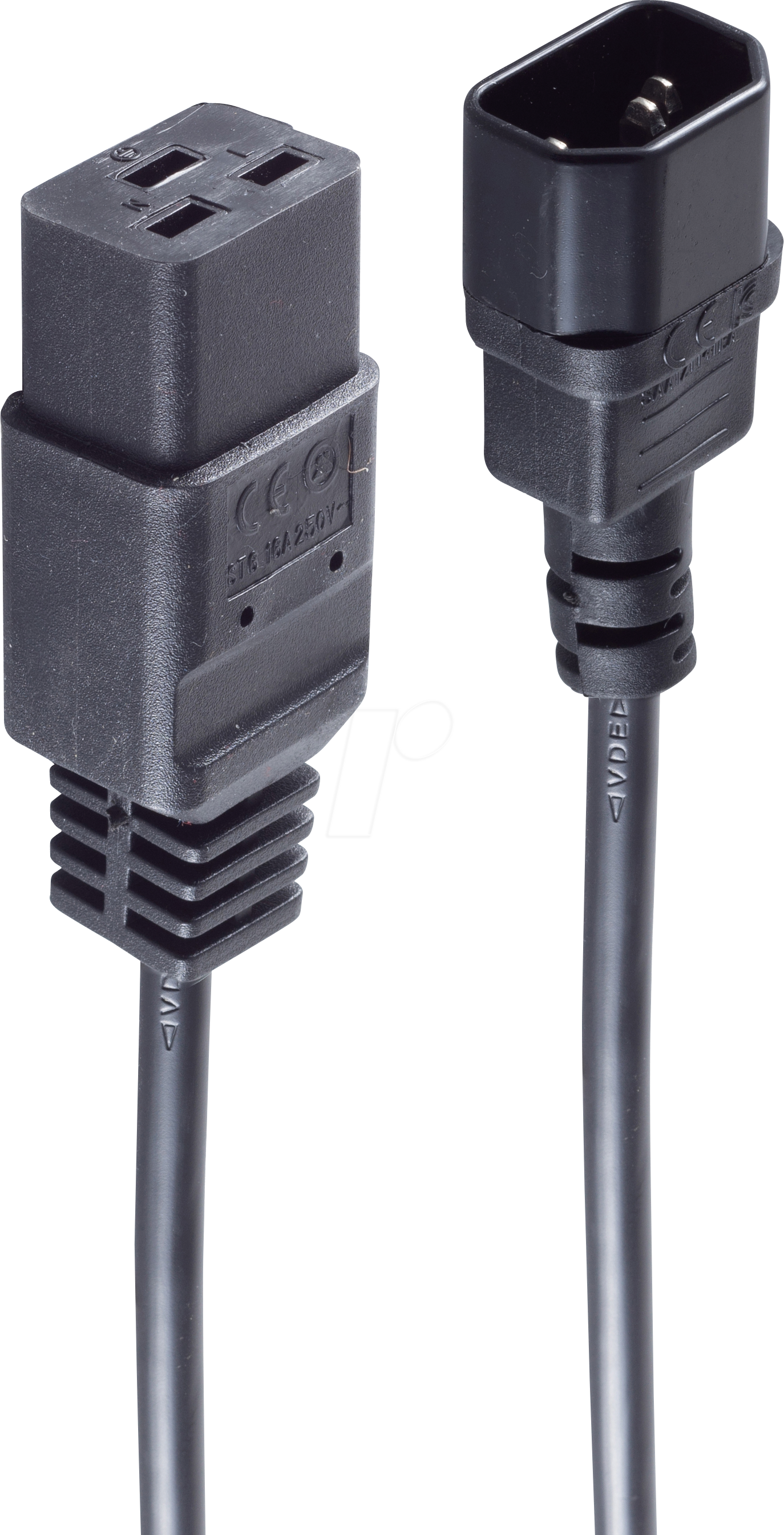 SHVP BS60017 - Kaltgeräteverlängerung C14-C19, 10A/16A, schwarz, 1,8m