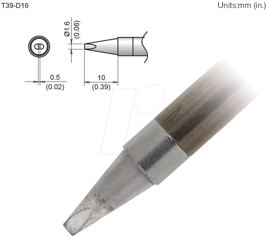 HAK T39-D16 - Aktiv-Lötspitze T39-D16, 1,6 mm, meißel