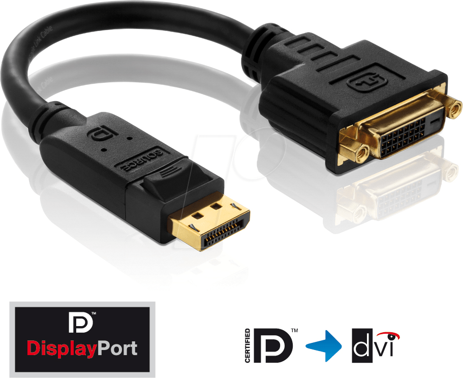 Thumbnail - PURE PI170 - DisplayPort Adapter, DP Stecker auf DVI-D Buchse