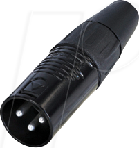 REAN RC3M-BAG - XLR Kabelstecker 3-polig, schwarz verchromtes Gehäuse