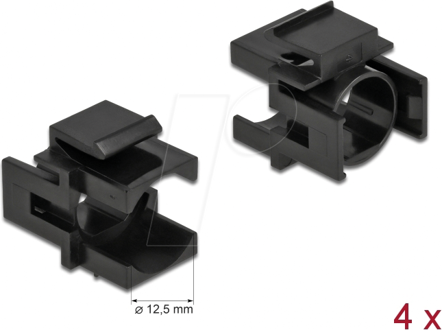 DELOCK 86738 - Keystone Abdeckung schwarz mit 12,5 mm Durchführung 4 Stück
