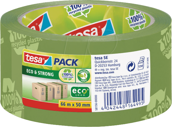 TESA 58156 - tesapack® Eco & Strong, 66 m x 50 mm , grün bedruckt