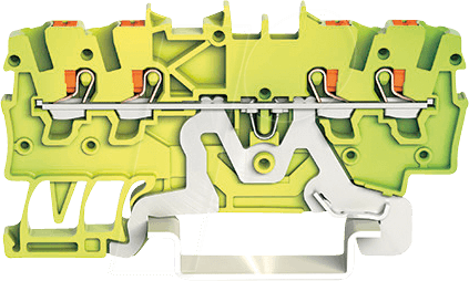 WAGO 2200-1407 - 4-Leiter-Schutzleiterklemme, mit Drücker 1 mm², grün-gelb