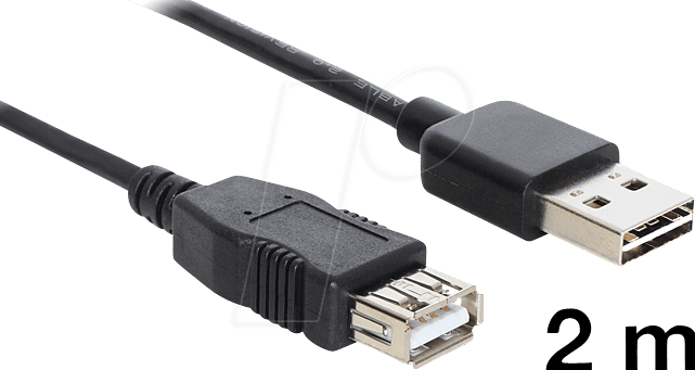 Thumbnail - DELOCK 83371 - USB 2.0 Kabel, EASY A Stecker auf A Buchse, 2 m