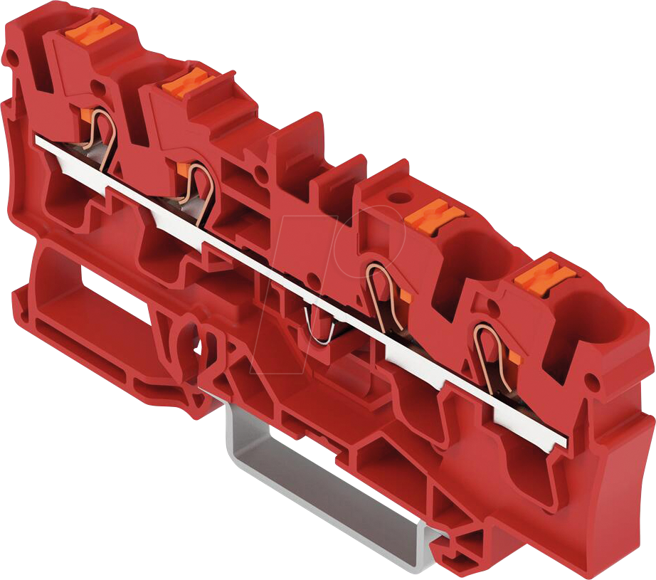 WAGO 2204-1403 - 4-Leiter-Durchgangsklemme, mit Drücker 4 mm², rot