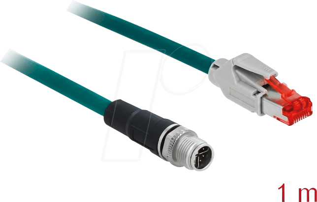 DELOCK 85425 - Netzwerkkabel M12 Stecker 8 Pin X-kodiert > RJ45 Stecker PVC 1 m