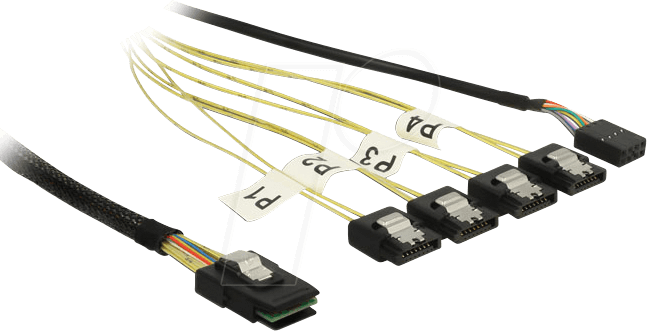 DELOCK 83318 - mini SAS SFF8087>4xSATA7 P.Rev.+Sideb. 0,5m