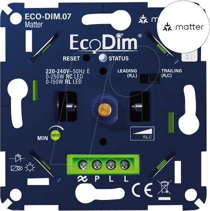 ECO-DIM.07-MATT - LED-Dimmer, Matter, 0-250 W, Phasen an- und abschnitt (RLC)