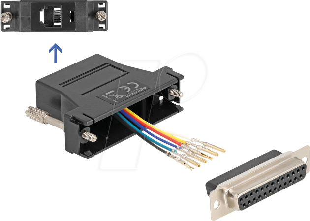 Thumbnail - DELOCK 67097 - Adapter D-Sub 25 Pin Bu. > RJ12 Bu. Montagesatz, schwarz