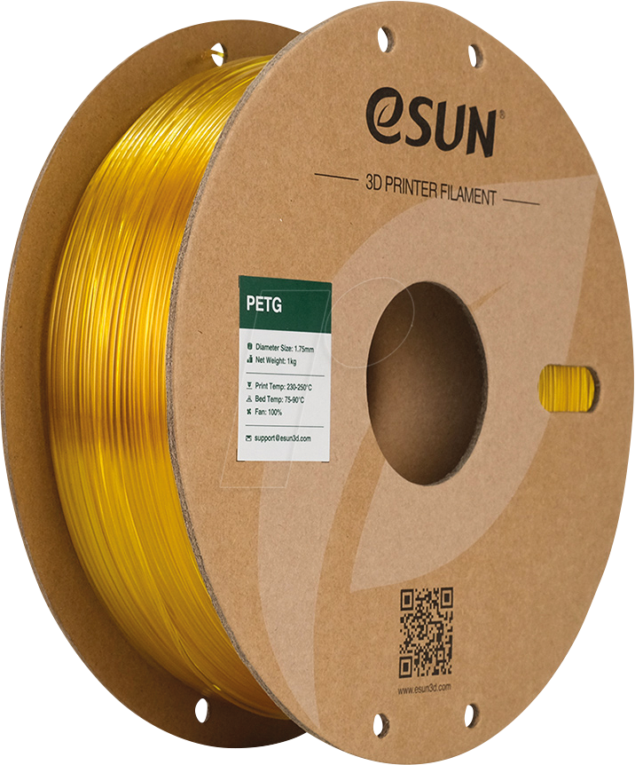 ESUN 72261037 - Filament, PETG, 1,75 mm, durchscheinendes gelb, 1 kg