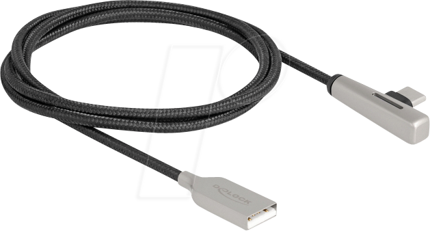 DELOCK 80766 - Sync- & Ladekabel, USB-A > C gewinkelt, 60 W, 1,0 m