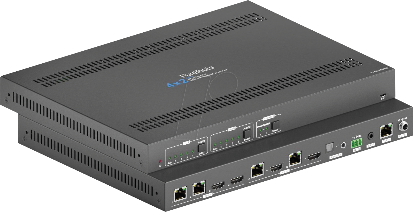PURE PT-MAHDBT42 - 4K HDMI/HDBaseT Matrix 4x2, HDR,Downscaler