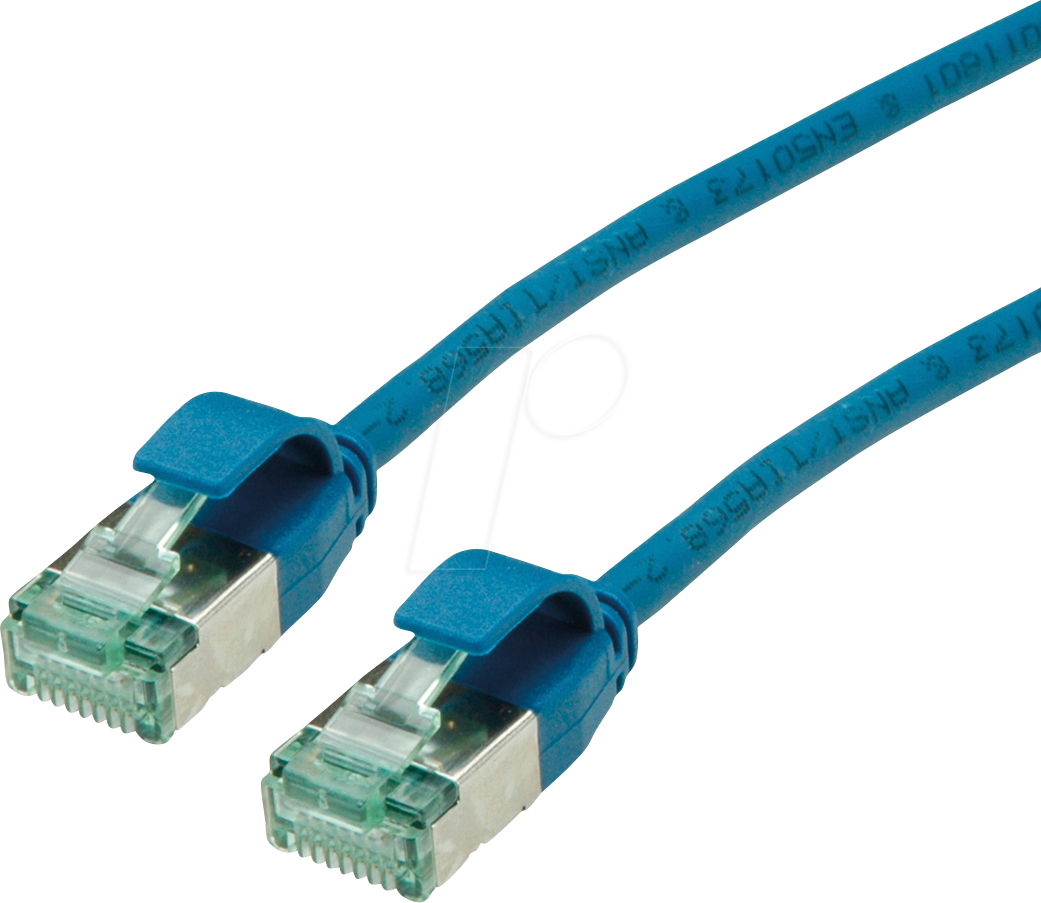ROLINE 21453340 - Patchkabel Cat.6a (Class EA) U/FTP, Slim, blau, 0,15 m
