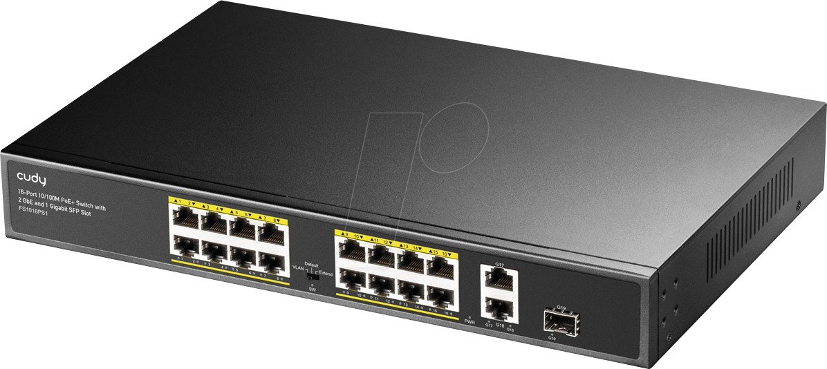 CUDY FS1018PS1 - Switch, 19-Port, Fast Ethernet, PoE+, SFP