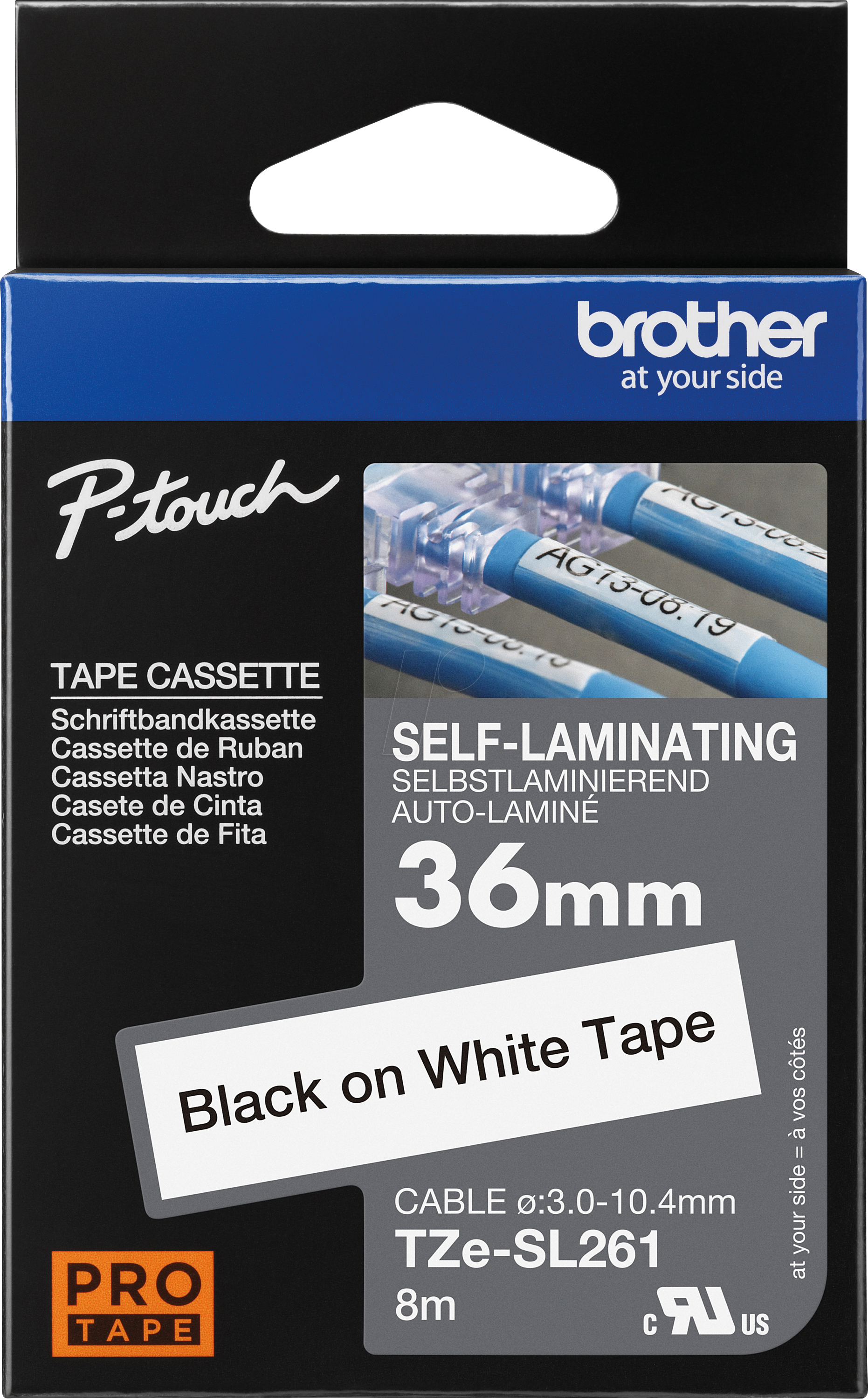 Thumbnail - P-TOUCH TZESL261 - Schriftband, selbstlaminierend, schwarz auf weiß, 36 mm