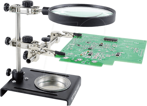 HALTER FT-90A - Platinenhalter, mit Lupe, mit Standfuß, helfende Hand