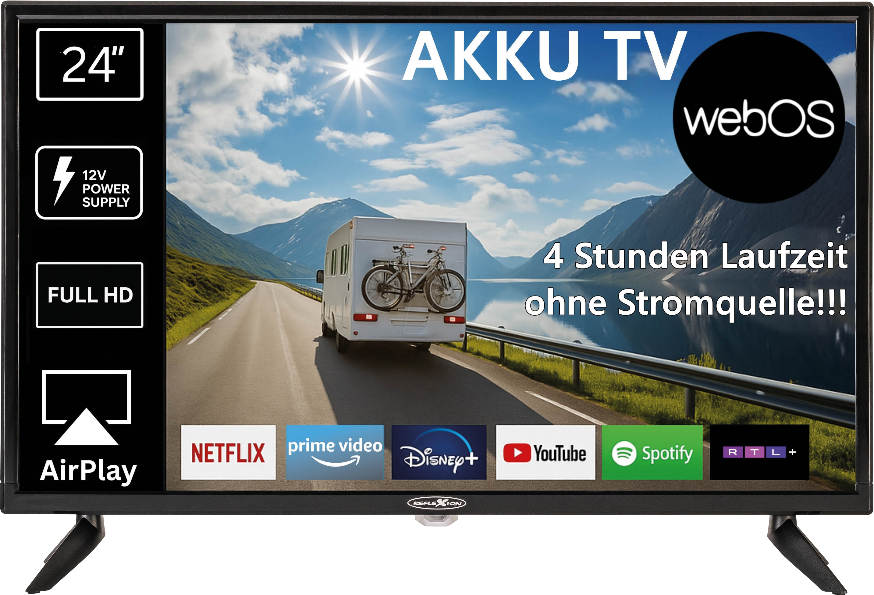 RXN LEDA24OSBT - Smart LED-TV, 24'', mit Akku