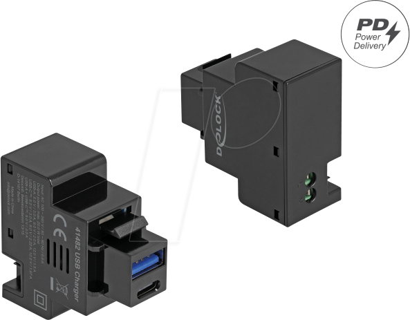DELOCK 41482 - Keystone USB Typ-A Lademodul, 0,6 A, schwarz