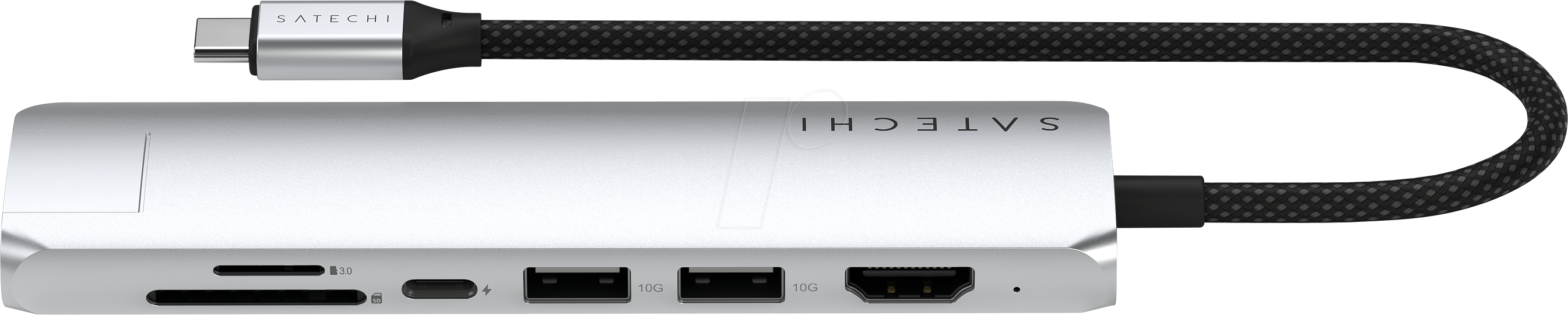 ST-P7SS - Satechi USB-C 7-in-1 Slim Multiport Adapter mit Ethernet Silver