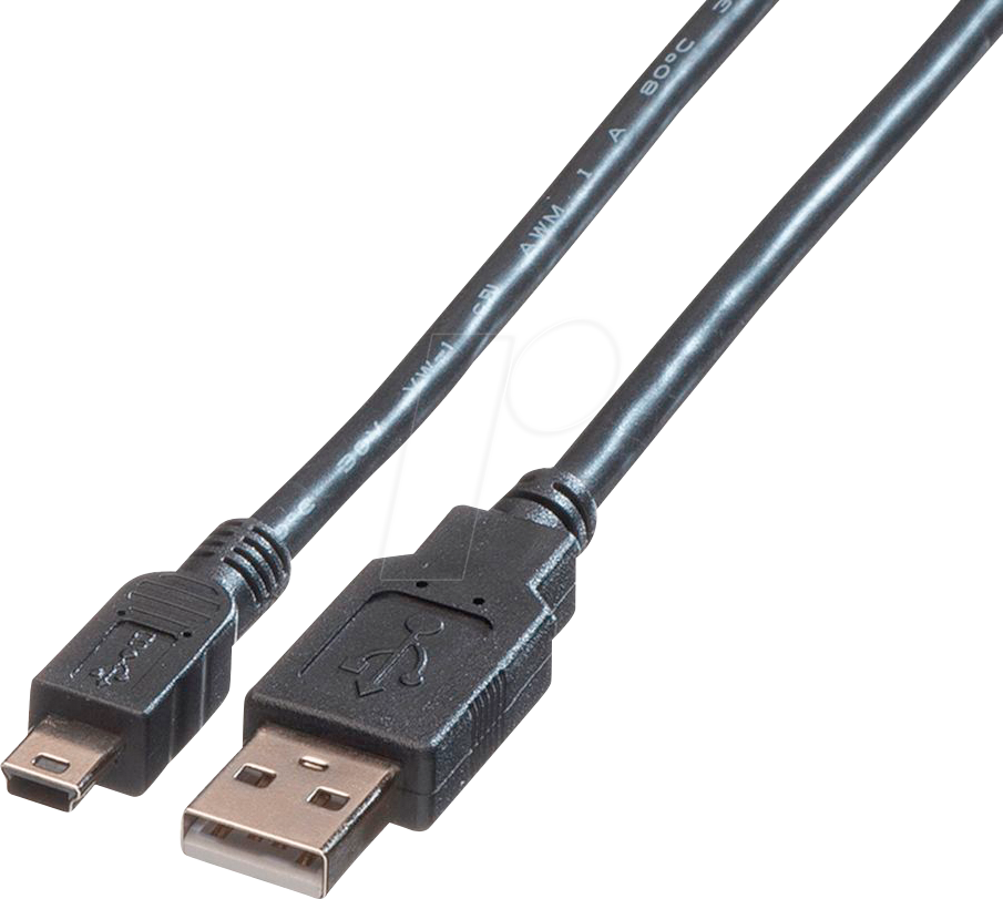 ROLINE 11028708 - USB 2.0 Kabel, A St auf Mini B St, 0,8 m