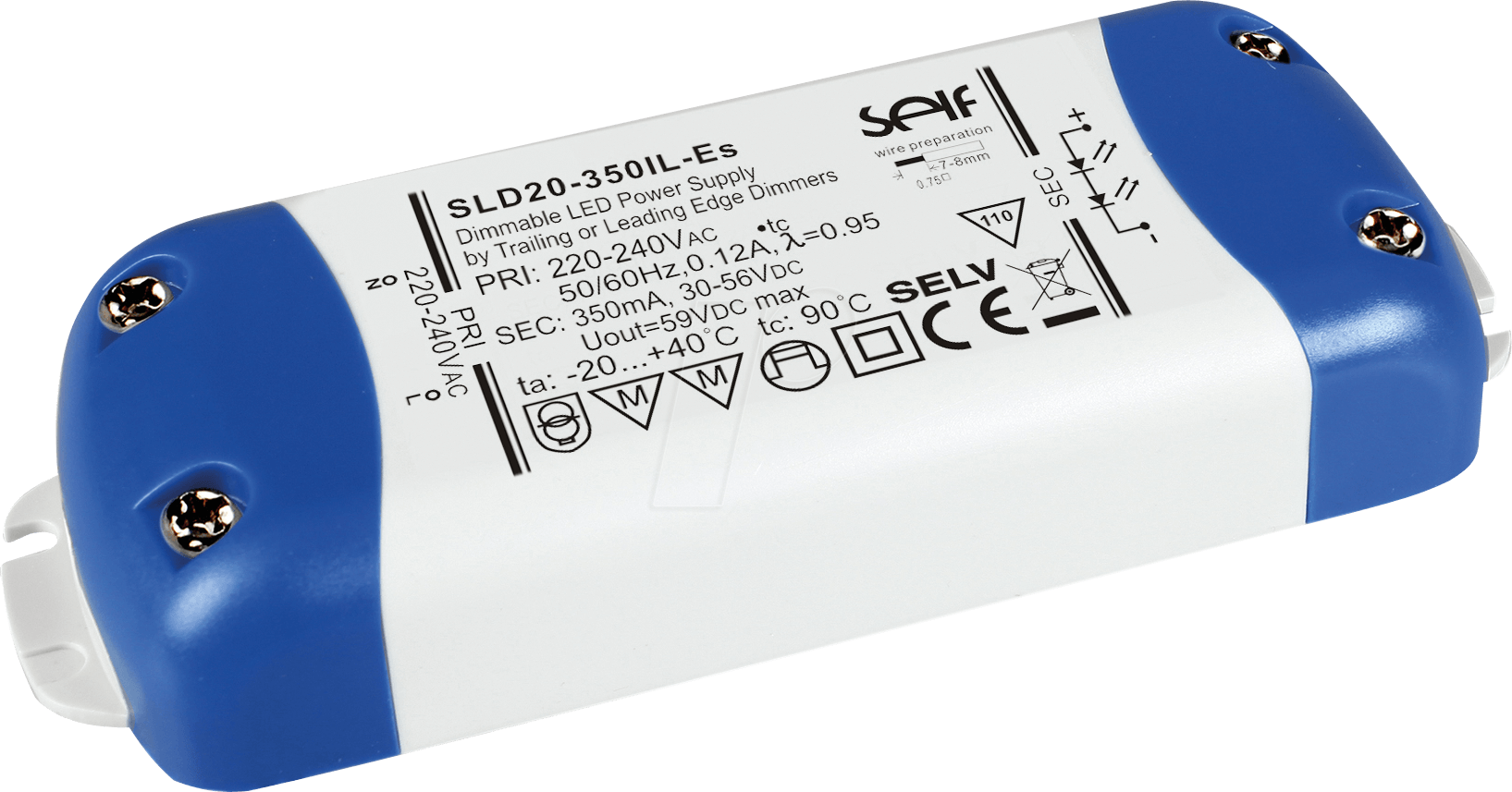 SLD20-350IL-ES - LED-Trafo, 20 W, 30-54 V DC, 350 mA