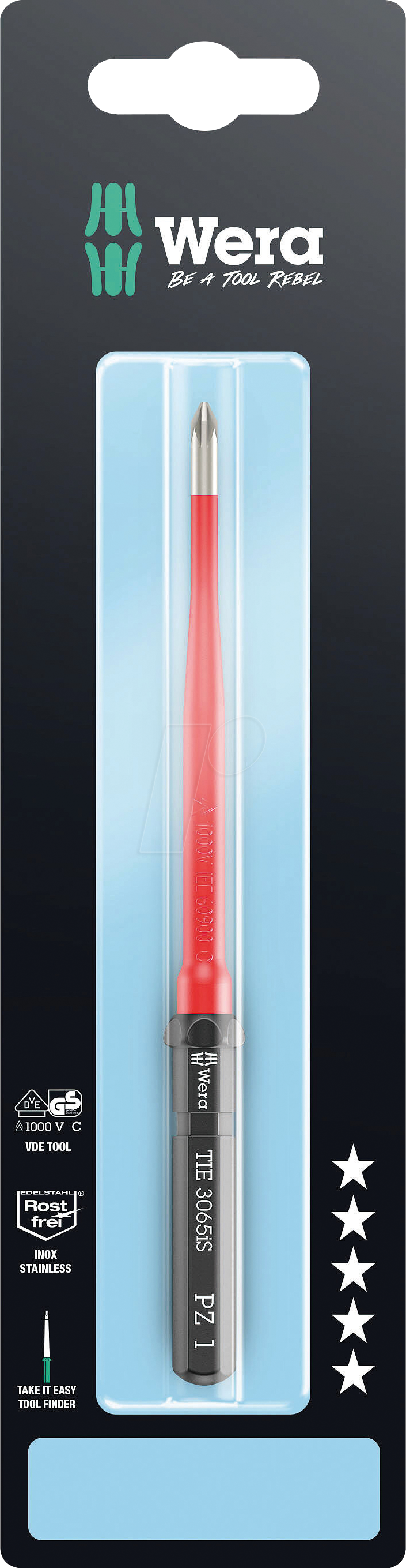 WERA 05006582001 - Wechselklinge Kraftform Kompakt, VDE 3065 iS, Kreuzschlitz (PZ),