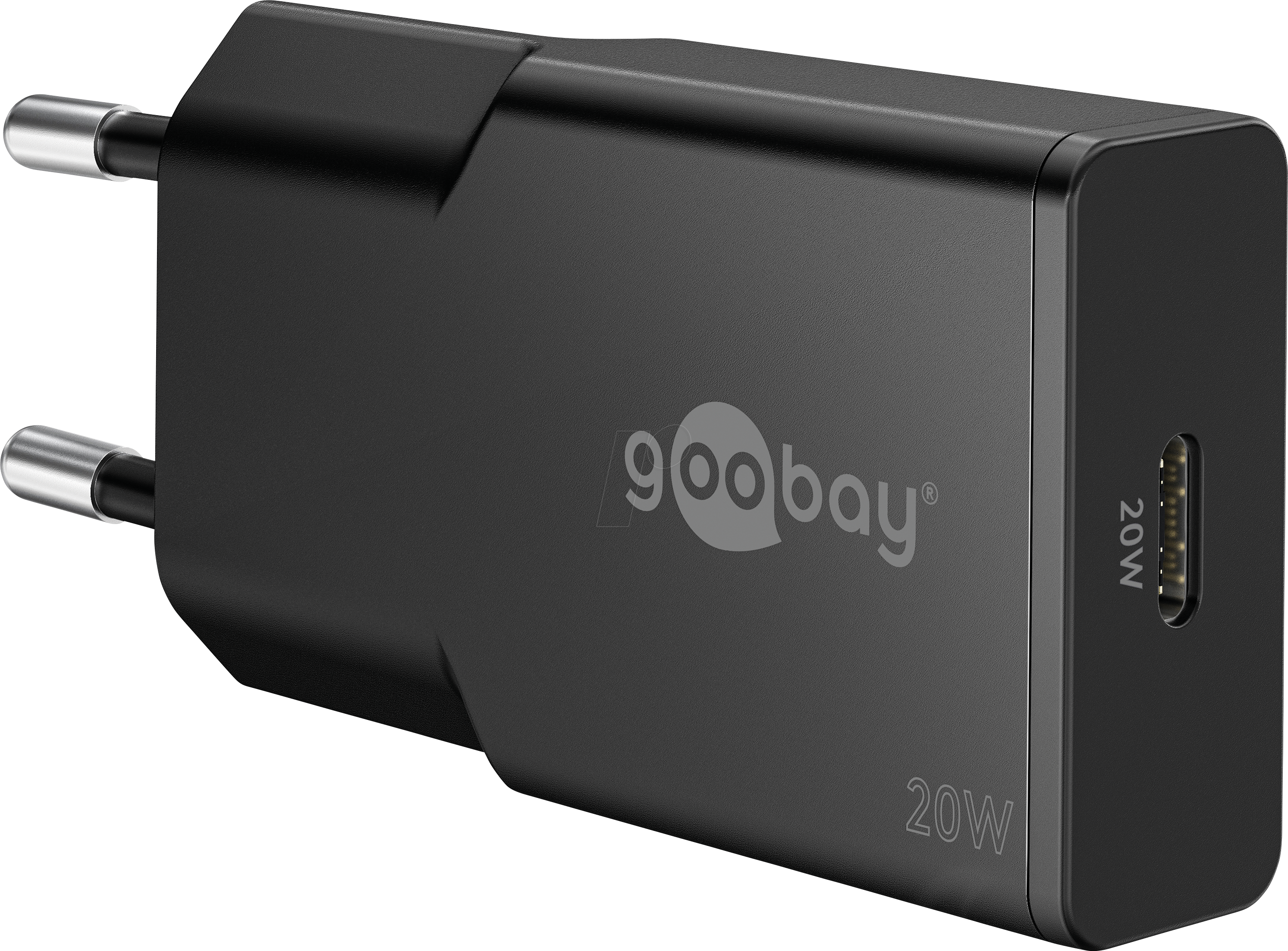 GOOBAY 75727 - USB-Ladegerät, 20 W, 1x USB-C, GaN, Slim, schwarz