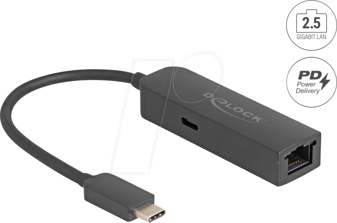 DELOCK 66938 - Netzwerkkarte, USB-C, 2,5 Gigabit Ethernet, 1x RJ45 mit PD