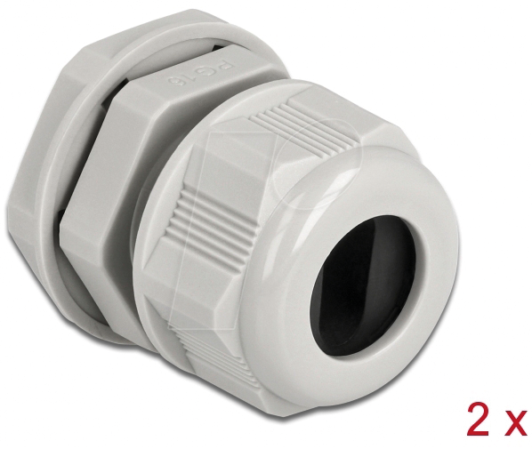 DELOCK 60386 - Kabelverschraubung PG16 für Flachkabel, gr, 2 Stk